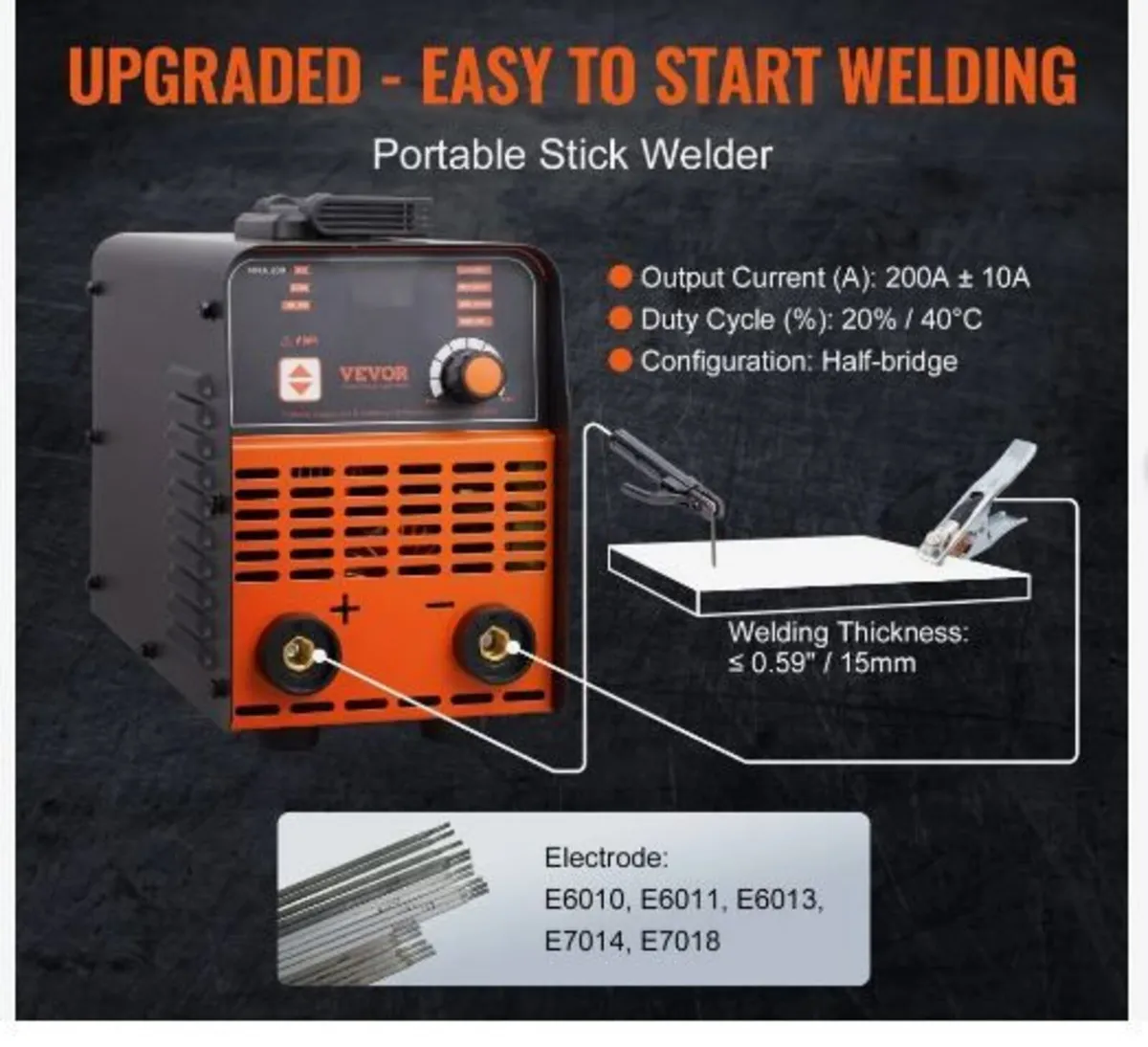 220V Stick Welder, 200A ARC/Lift TIG Welding - Image 2