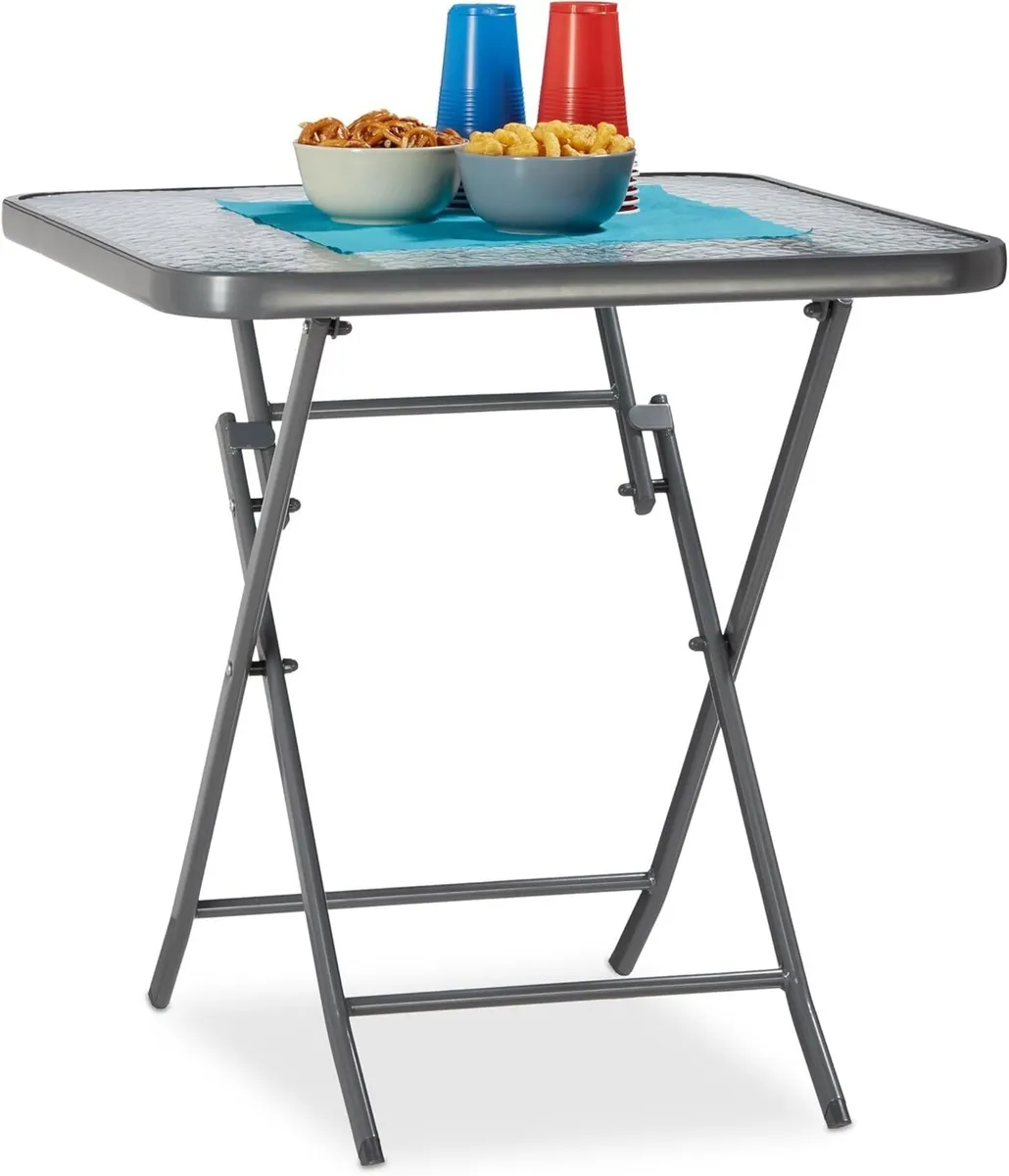 STRUK Foldable Patio Table with Glass Top Bistro - Image 1