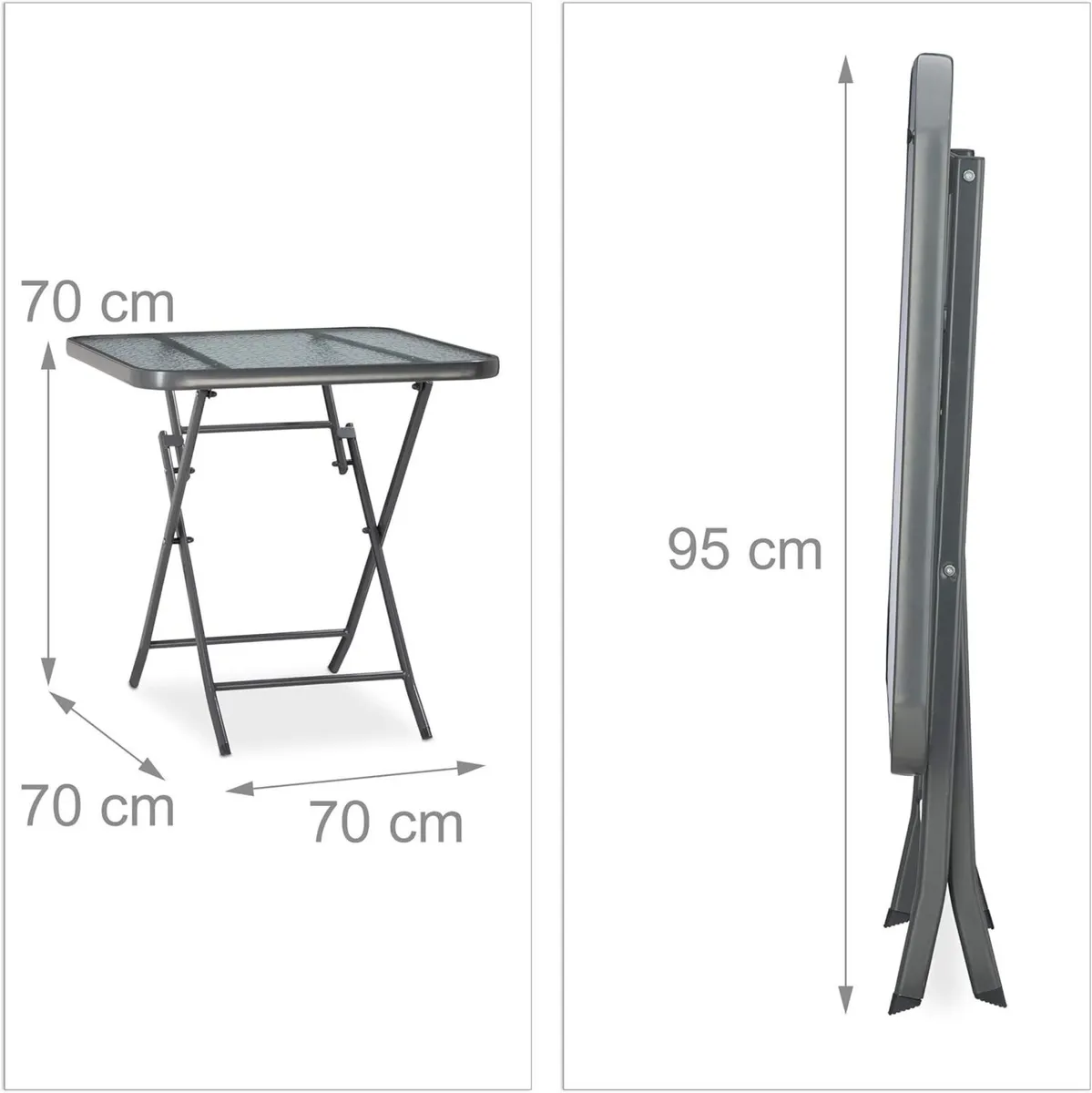 STRUK Foldable Patio Table with Glass Top Bistro - Image 3