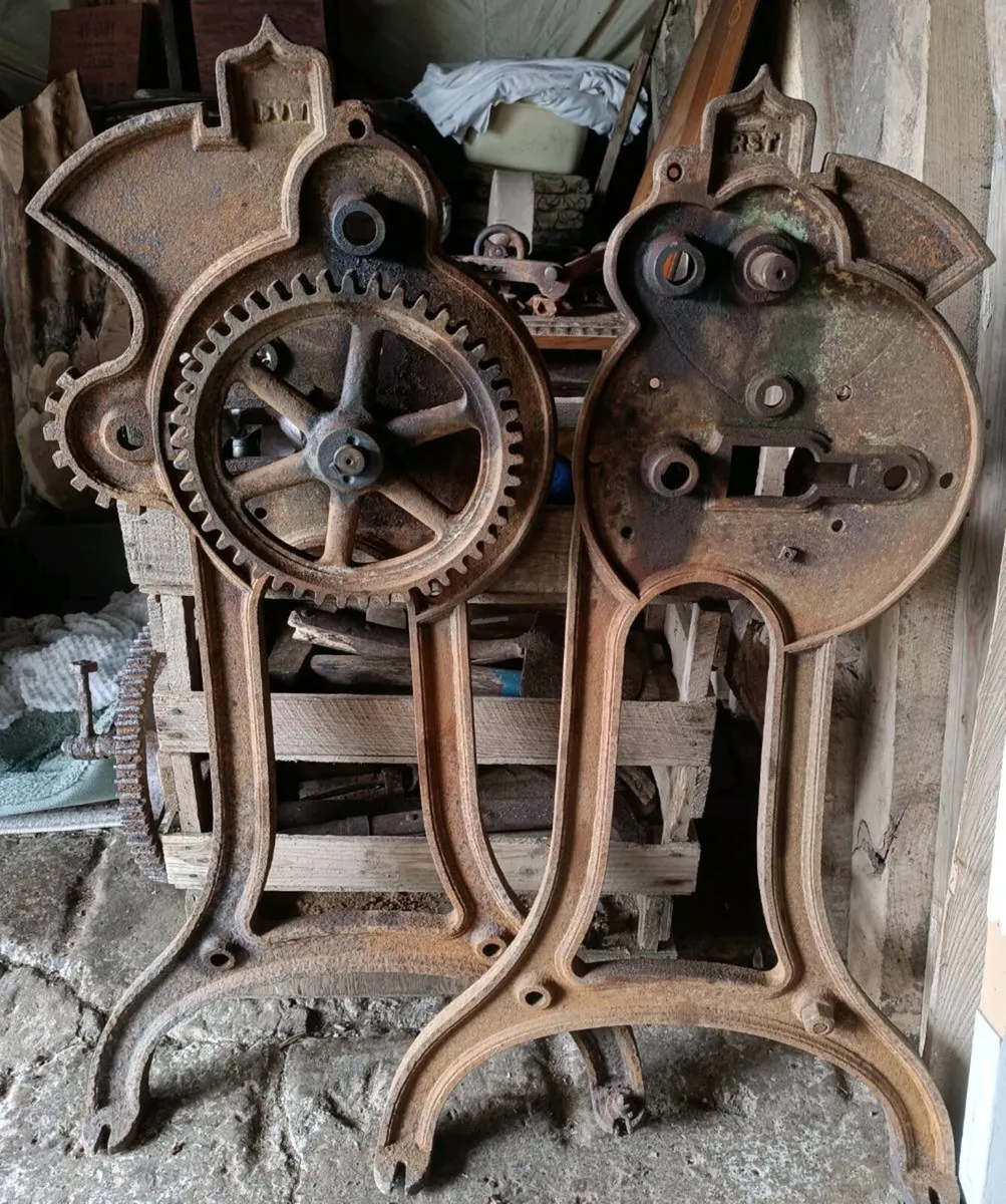Antique Wheel & Table Legs - Image 1
