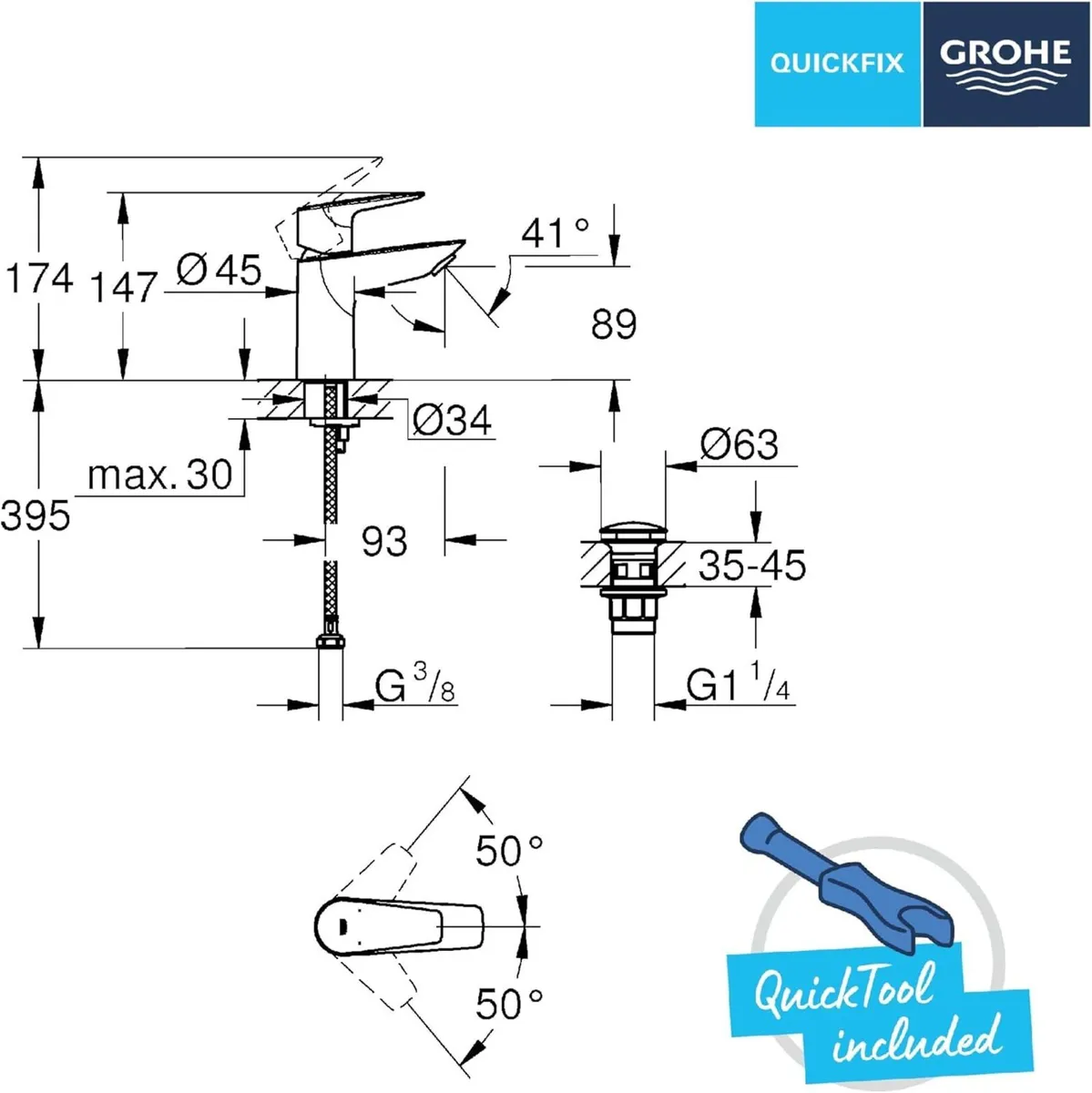QUICKFIX Start Edge – Bathroom Basin Mixer Tap - Image 3