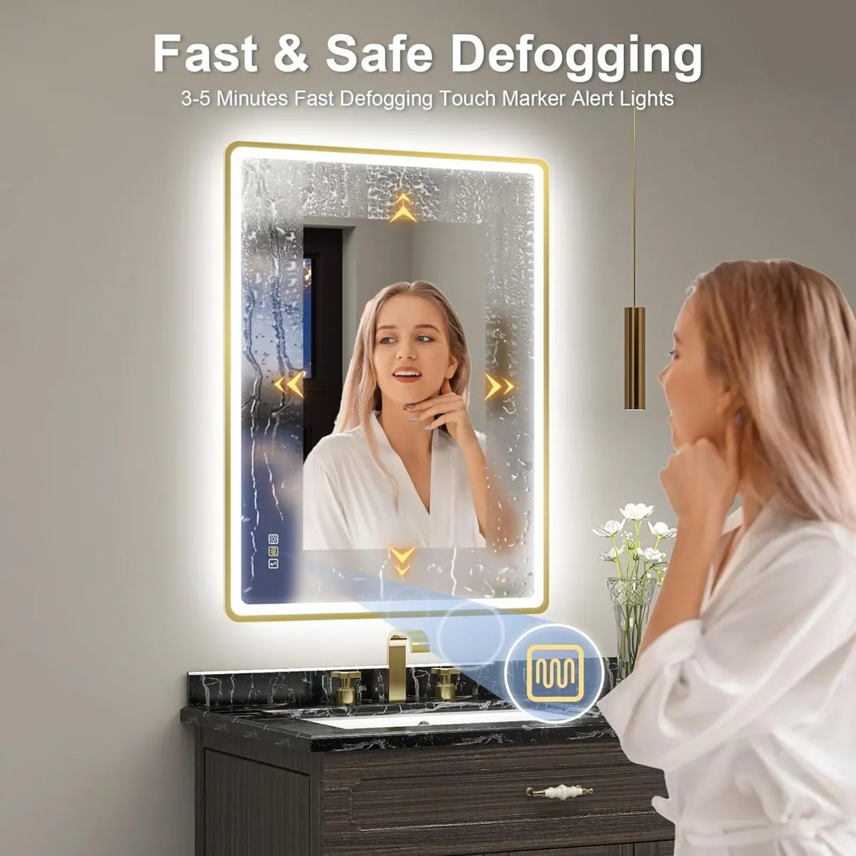 600x800 mm Gold-Bathroom-Mirror-with-LED-Lights - Image 4