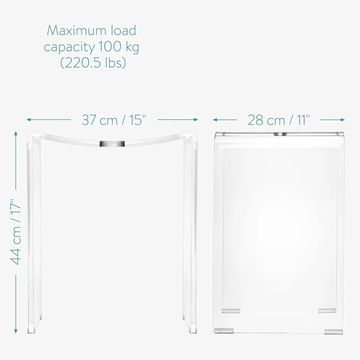 Clear Acrylic Shower Stool - Waterproof Transparen - Image 3