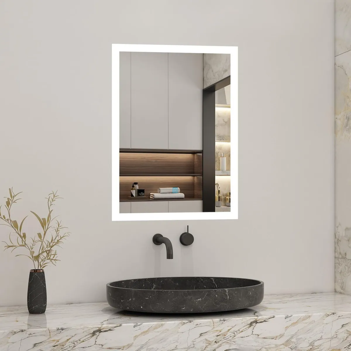 Bathroom Mirror with LED Lights Anti Fog Touch - Image 1