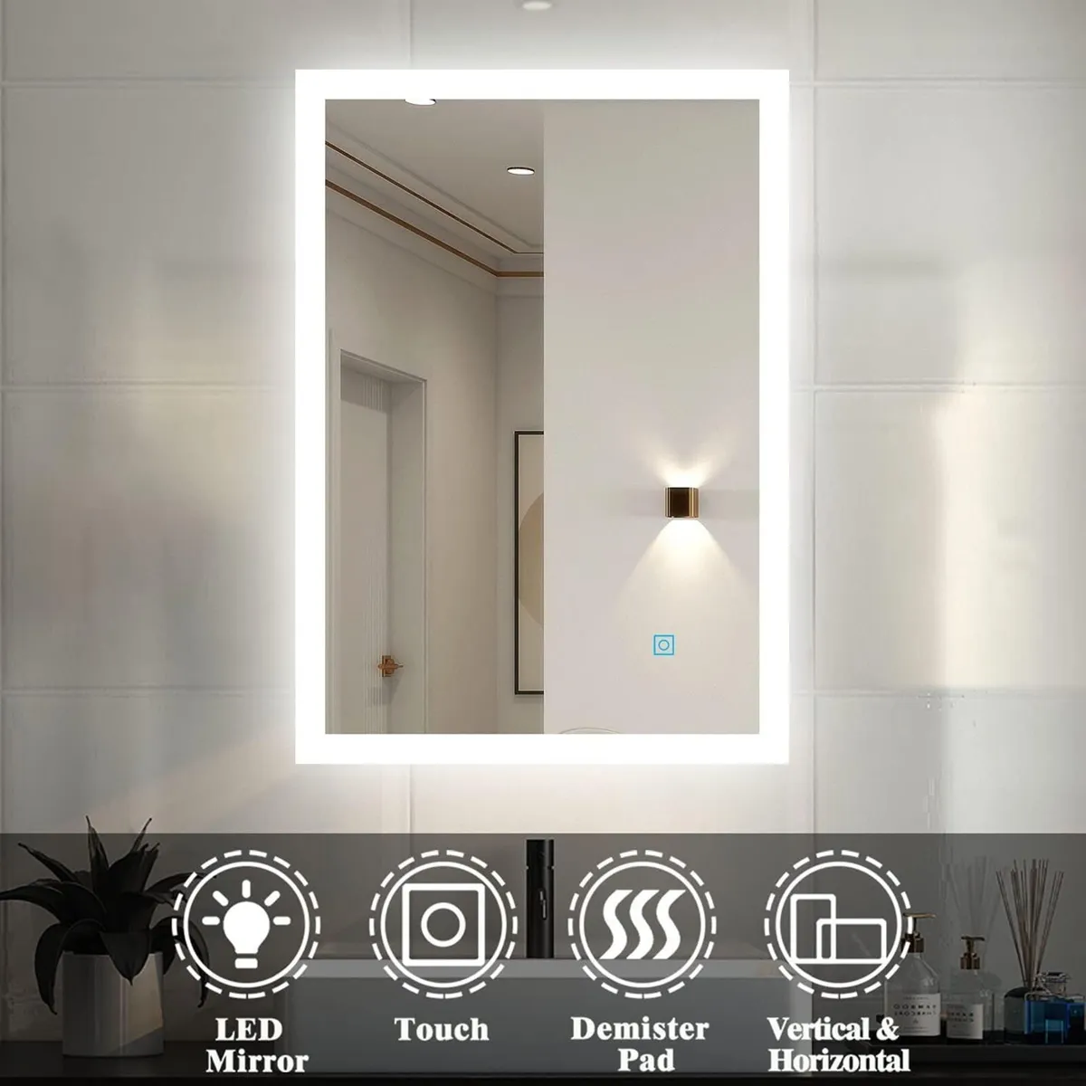 Bathroom Mirror with LED Lights Anti Fog Touch - Image 3