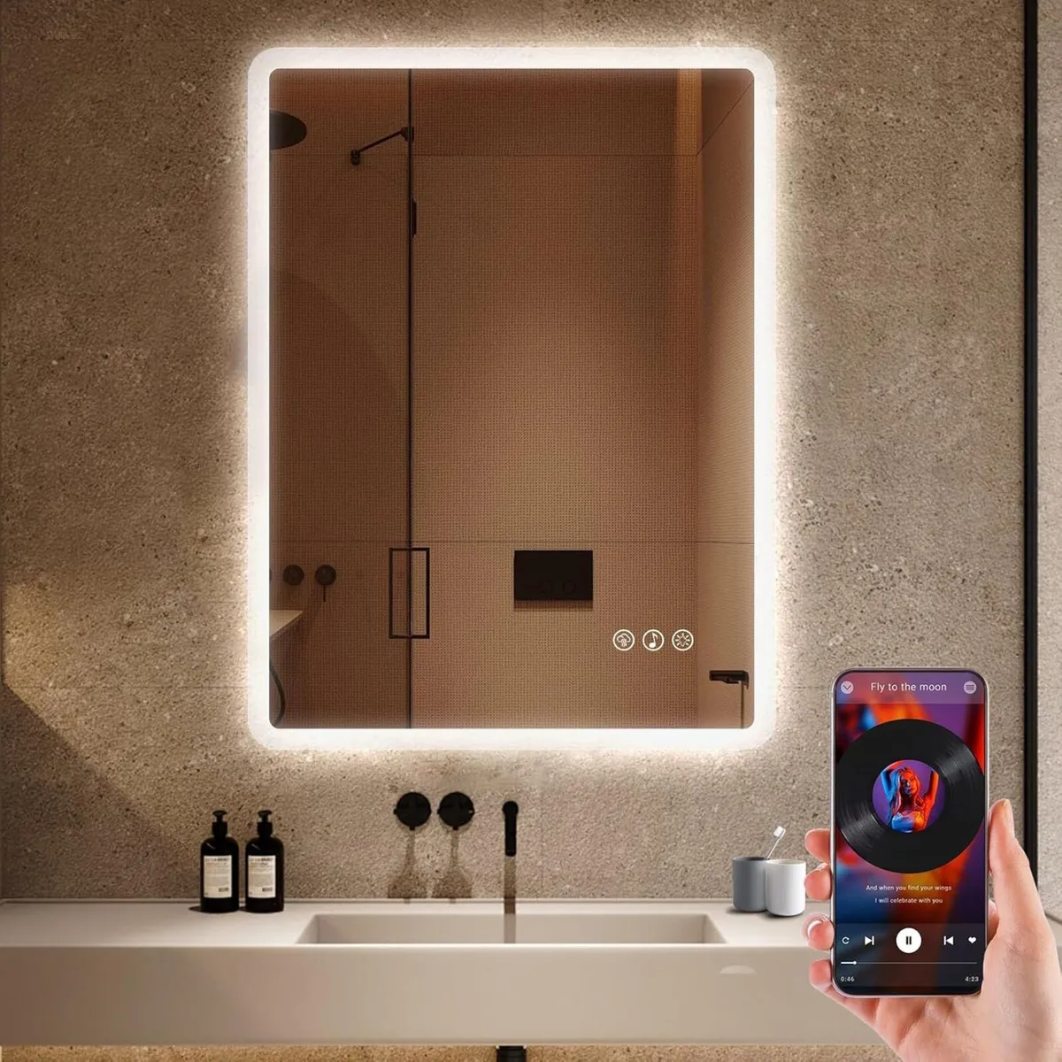 Bluetooth LED Bathroom Mirror with Lights - Image 1