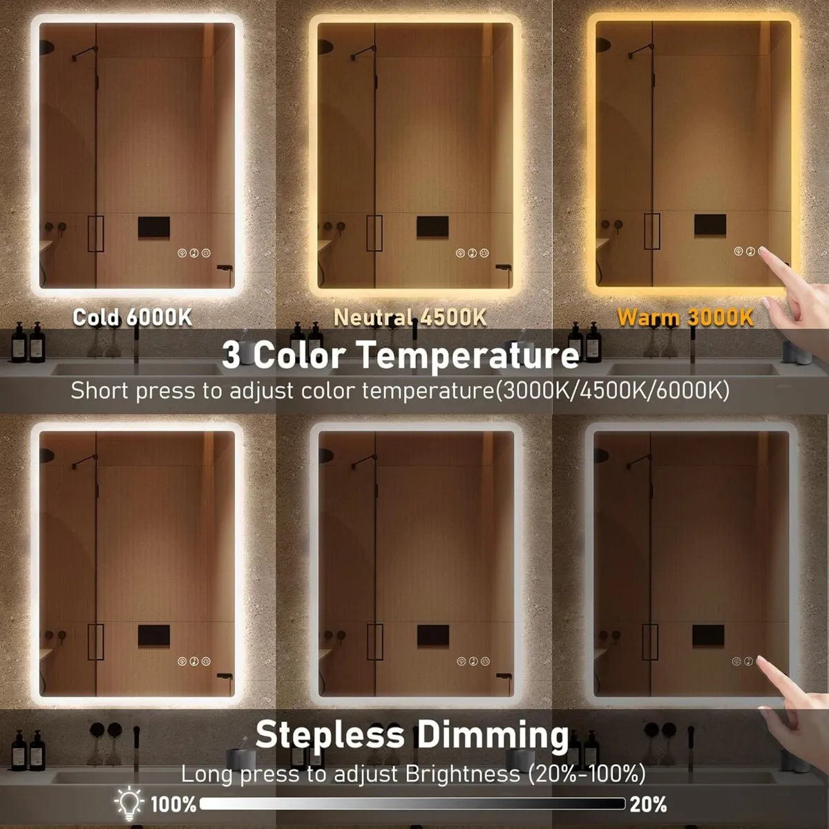 Bluetooth LED Bathroom Mirror with Lights - Image 4