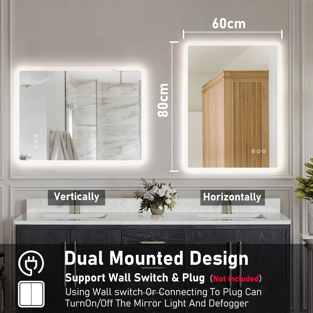 Bluetooth LED Bathroom Mirror with Lights - Image 2