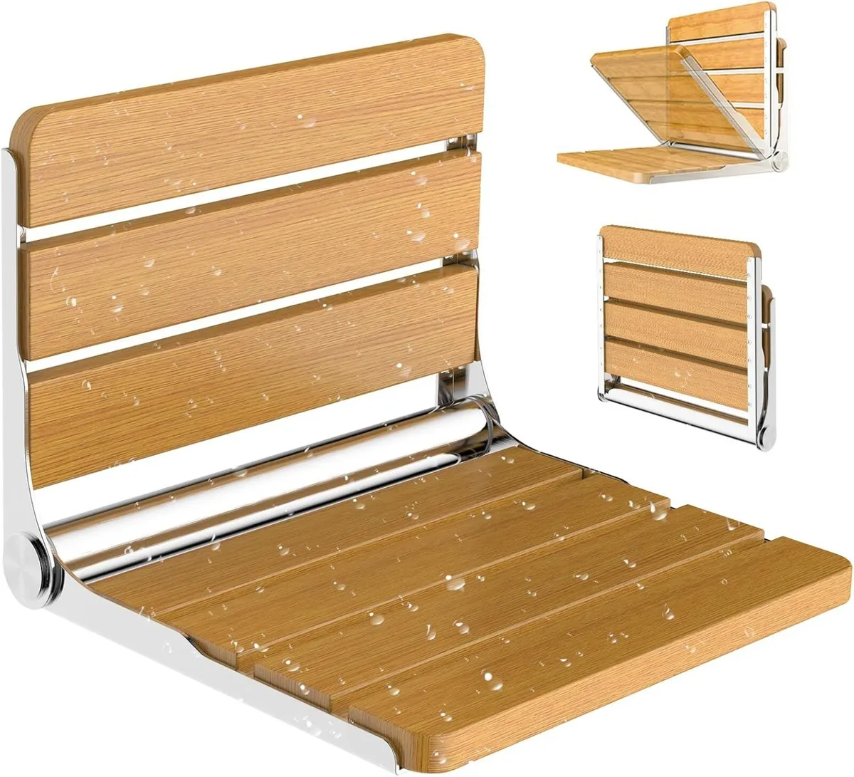 Folding Shower Seat Wall Mounted Fold Up Stool - Image 1