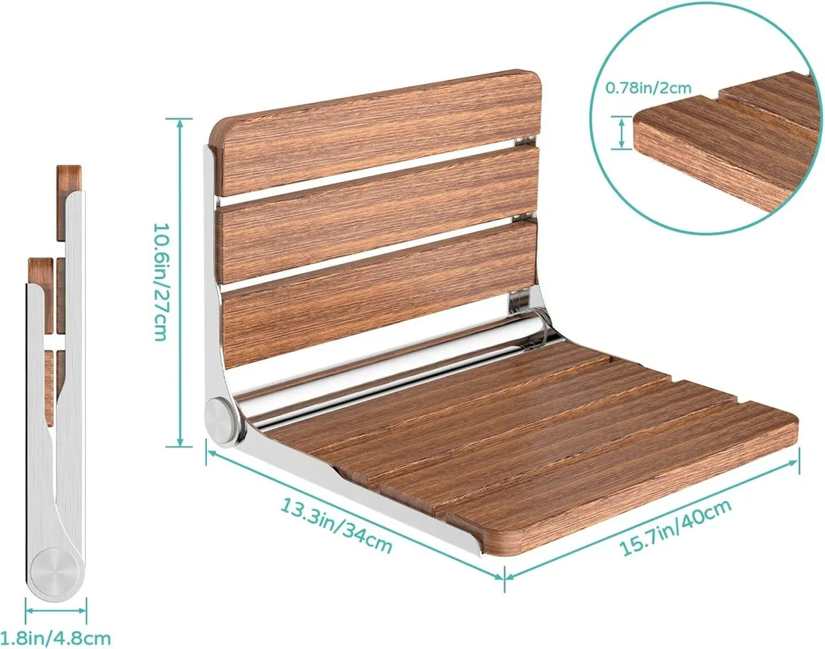 Folding Shower Seat Wall Mounted Fold Up Stool - Image 3