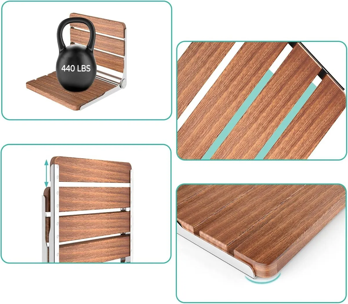 Folding Shower Seat Wall Mounted Fold Up Stool - Image 4