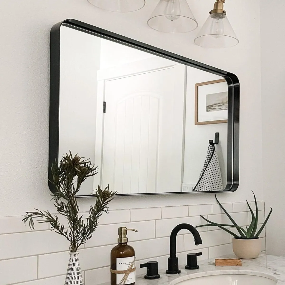Black Bathroom Vanity Mirror for Wall 60x90 cm - Image 1