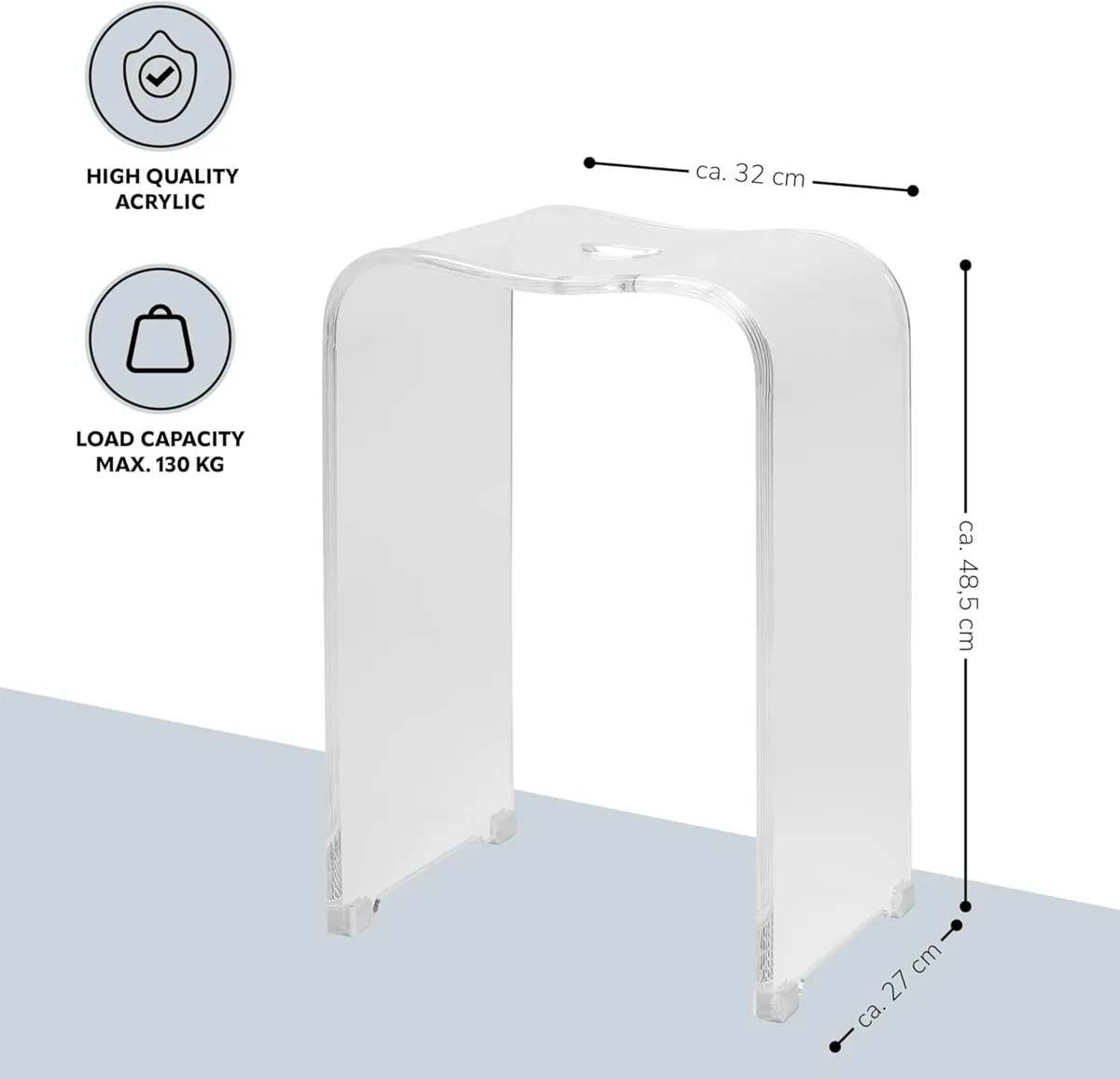 Bathroom Stool Shower Approx. 33 x 27.5 48 cm (W - Image 2