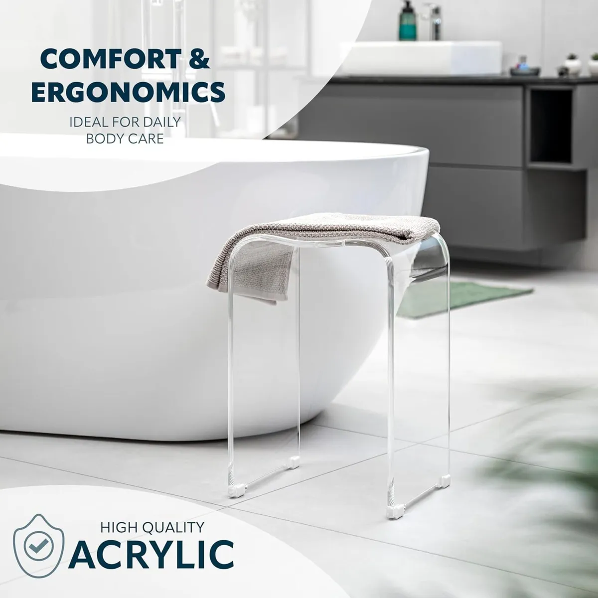 Bathroom Stool Shower Approx. 33 x 27.5 48 cm (W - Image 3