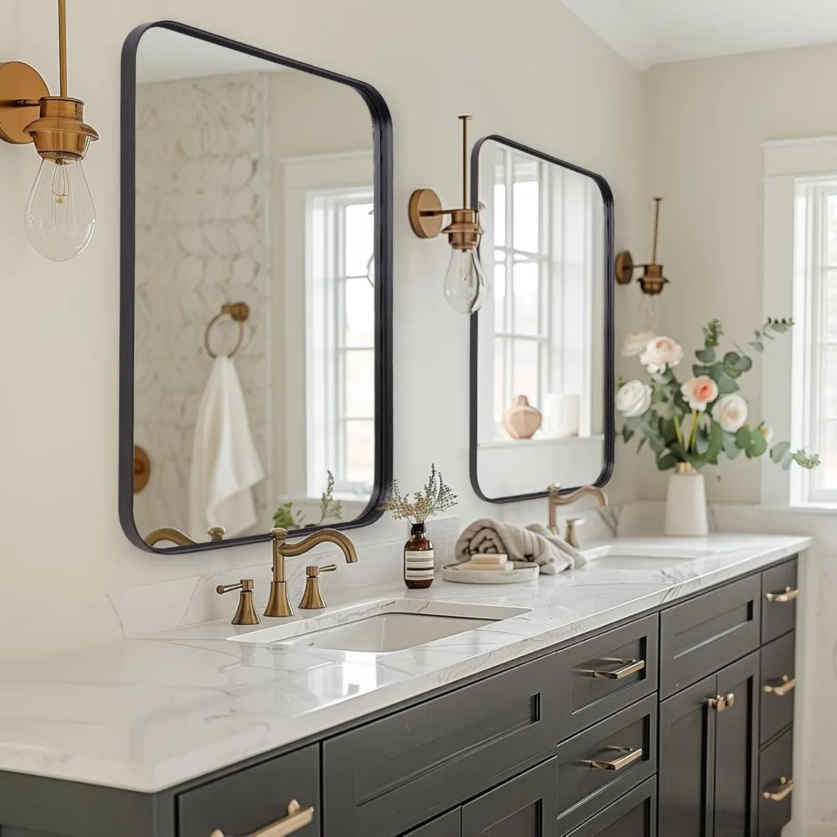 Black Bathroom Vanity Mirror for Wall 60x90 cm - Image 3