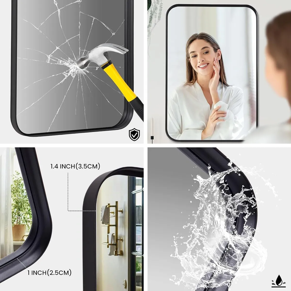 Black Bathroom Vanity Mirror for Wall 60x90 cm - Image 4