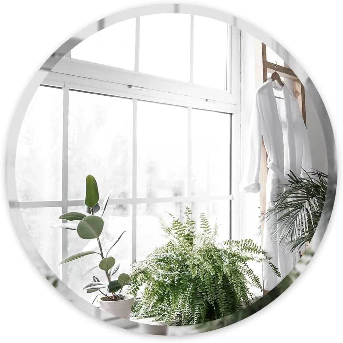 Modern Frameless Bathroom Mirror 55cm Round Wall - Image 1