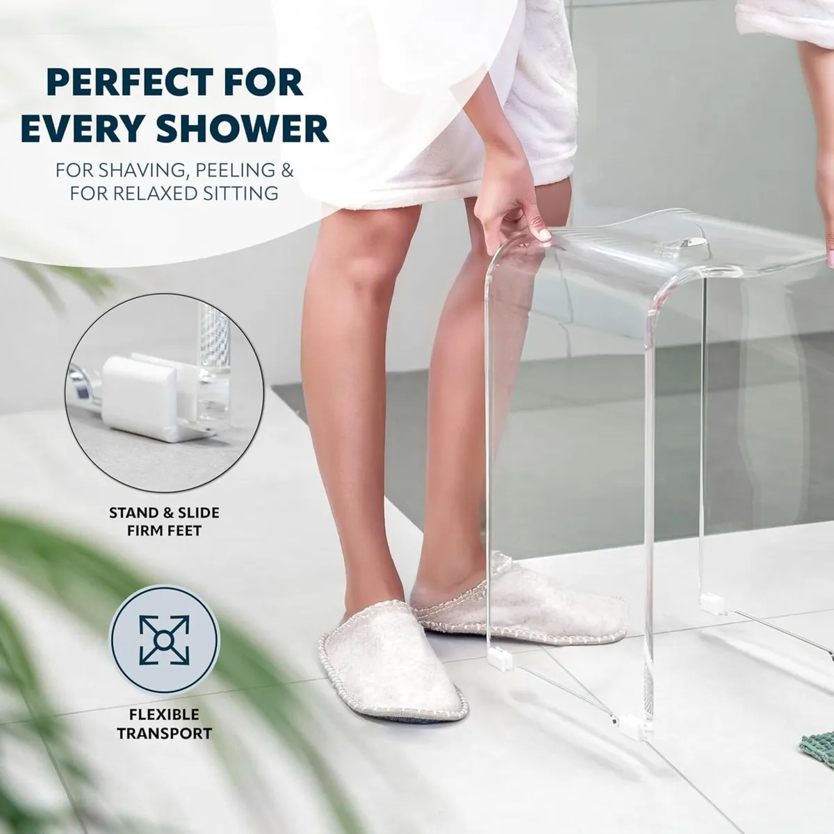Bathroom Stool Shower Approx. 33 x 27.5 48 cm (W - Image 4