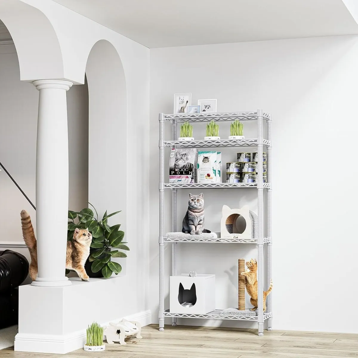 lbs 5 Tier Shelf Metal Storage Shelves Wire Rack - Image 2