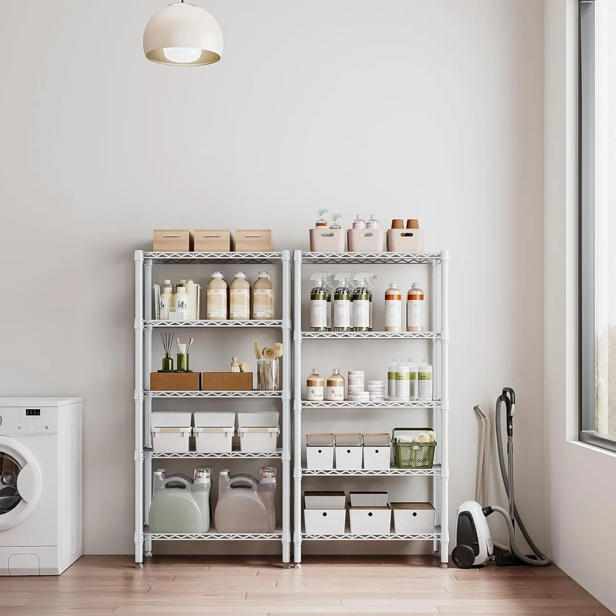 lbs 5 Tier Shelf Metal Storage Shelves Wire Rack - Image 4