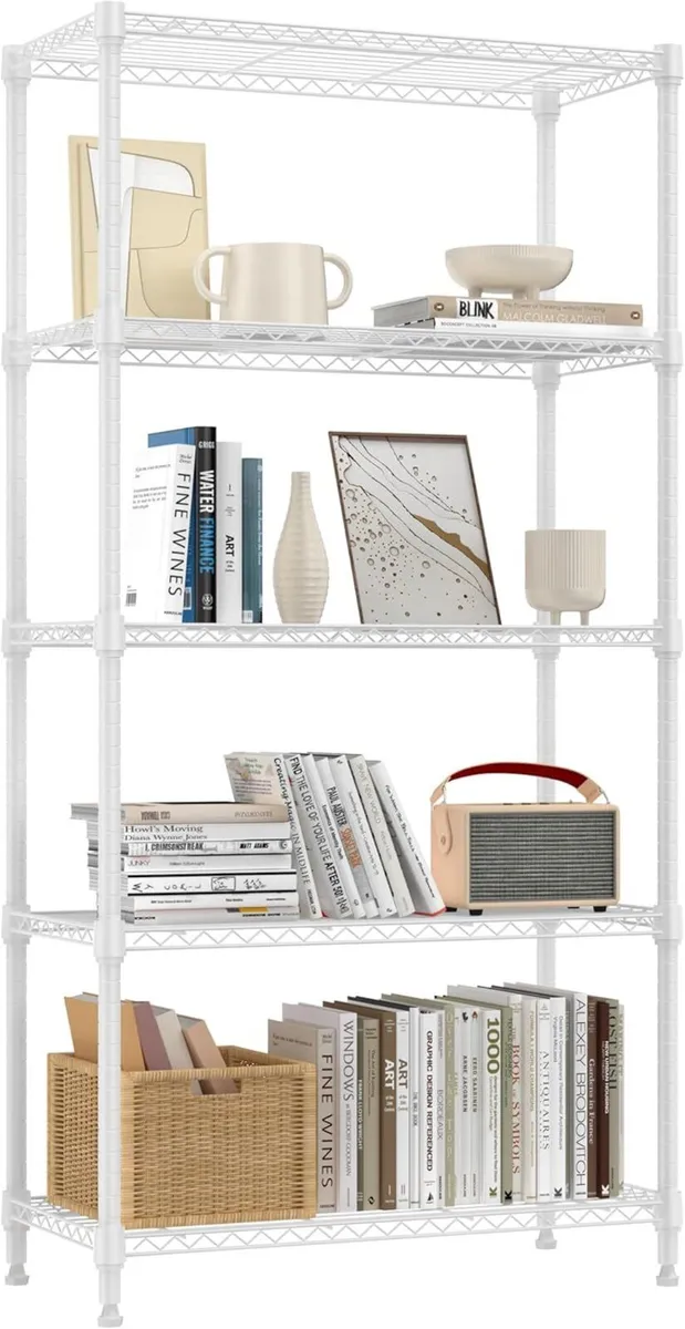 lbs 5 Tier Shelf Metal Storage Shelves Wire Rack - Image 1