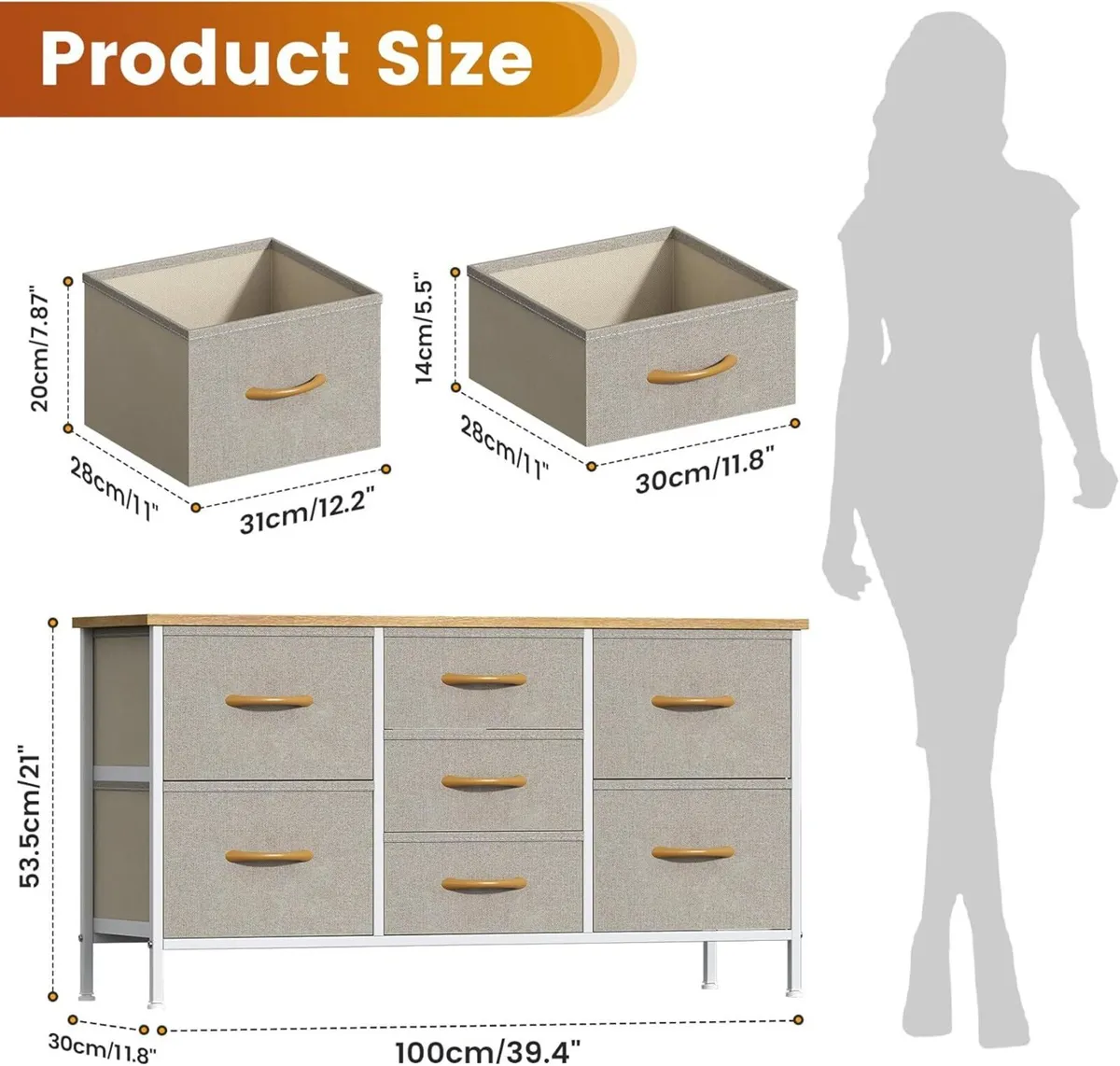 Chest of Drawers Bedroom Dresser with 7 Fabric - Image 2