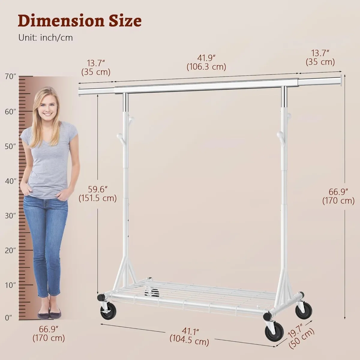 Clothes Rail Heavy Duty Extendable Adjustable - Image 3