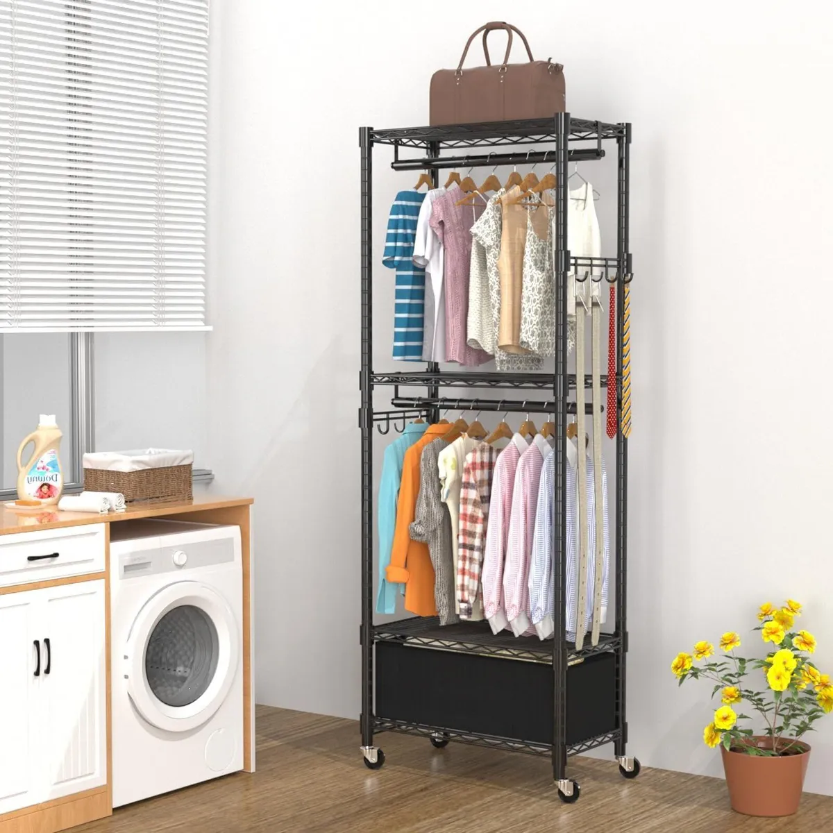 Clothes Rail Rack for Hanging 4 Tiers Adjustable - Image 2