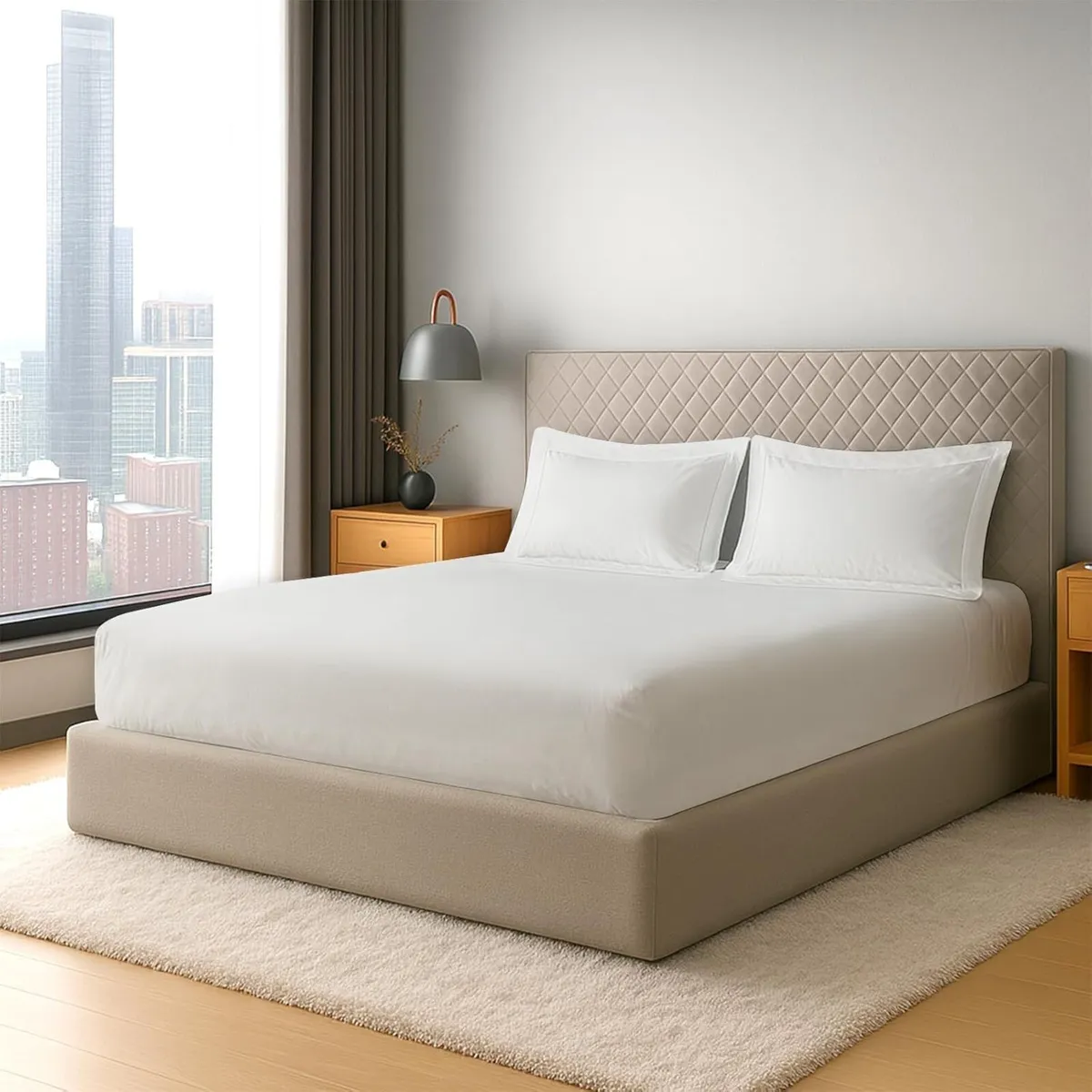 Pure Cotton 600 Thread Count Fitted Sheet King - Image 1