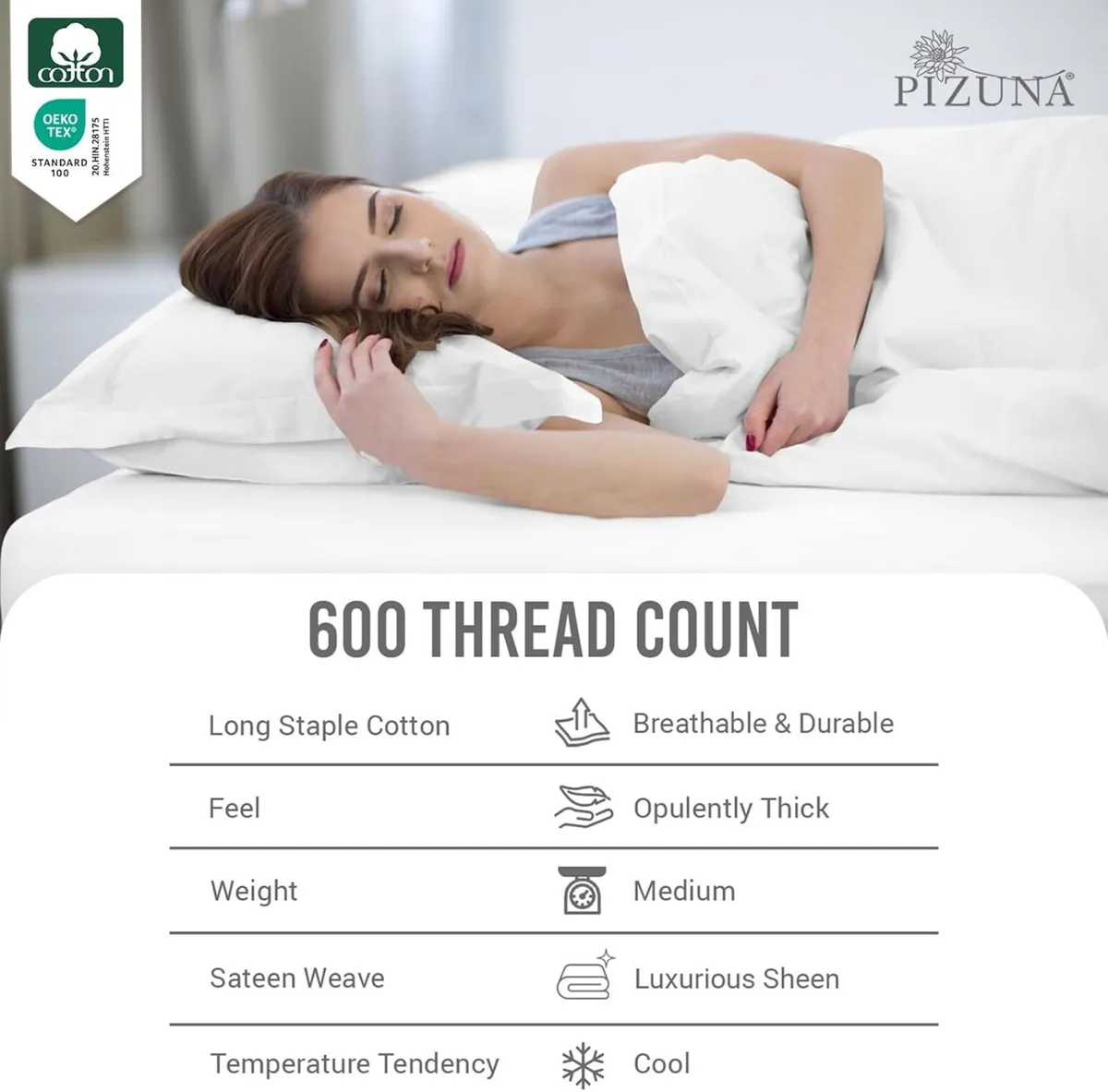 Pure Cotton 600 Thread Count Fitted Sheet King - Image 2