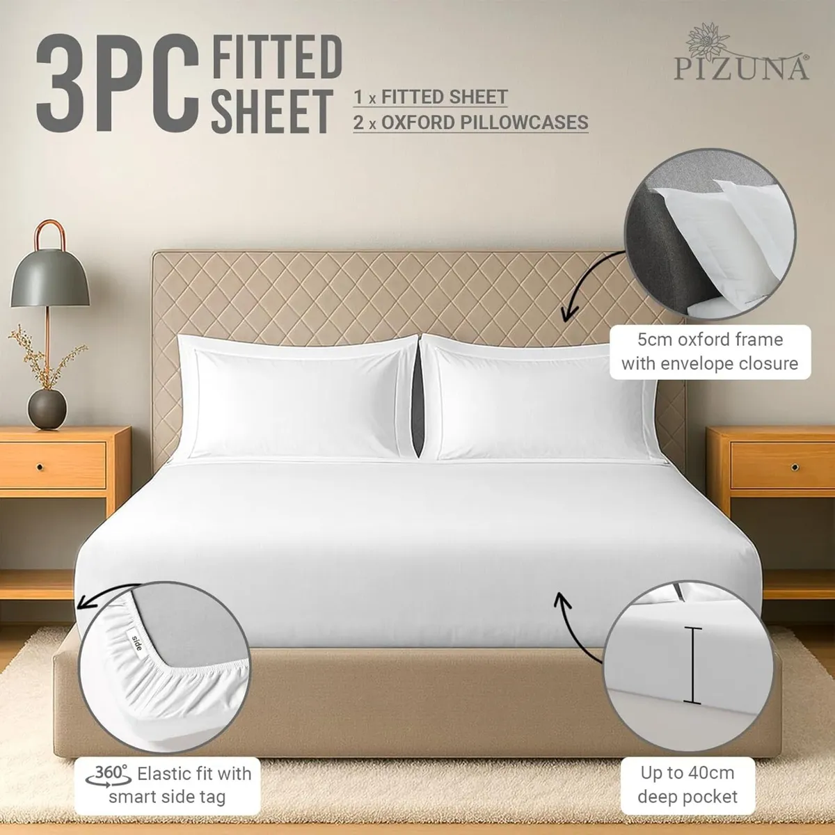 Pure Cotton 600 Thread Count Fitted Sheet King - Image 3