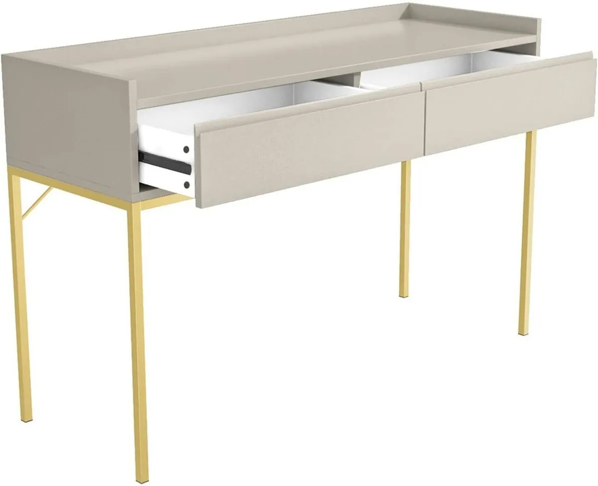 Taupe Modern Dressing Table with 2 Drawers - Image 4