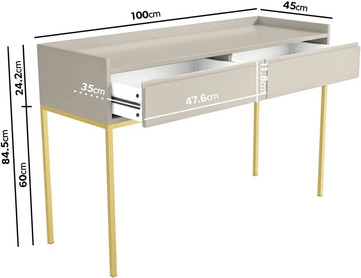 Taupe Modern Dressing Table with 2 Drawers - Image 2