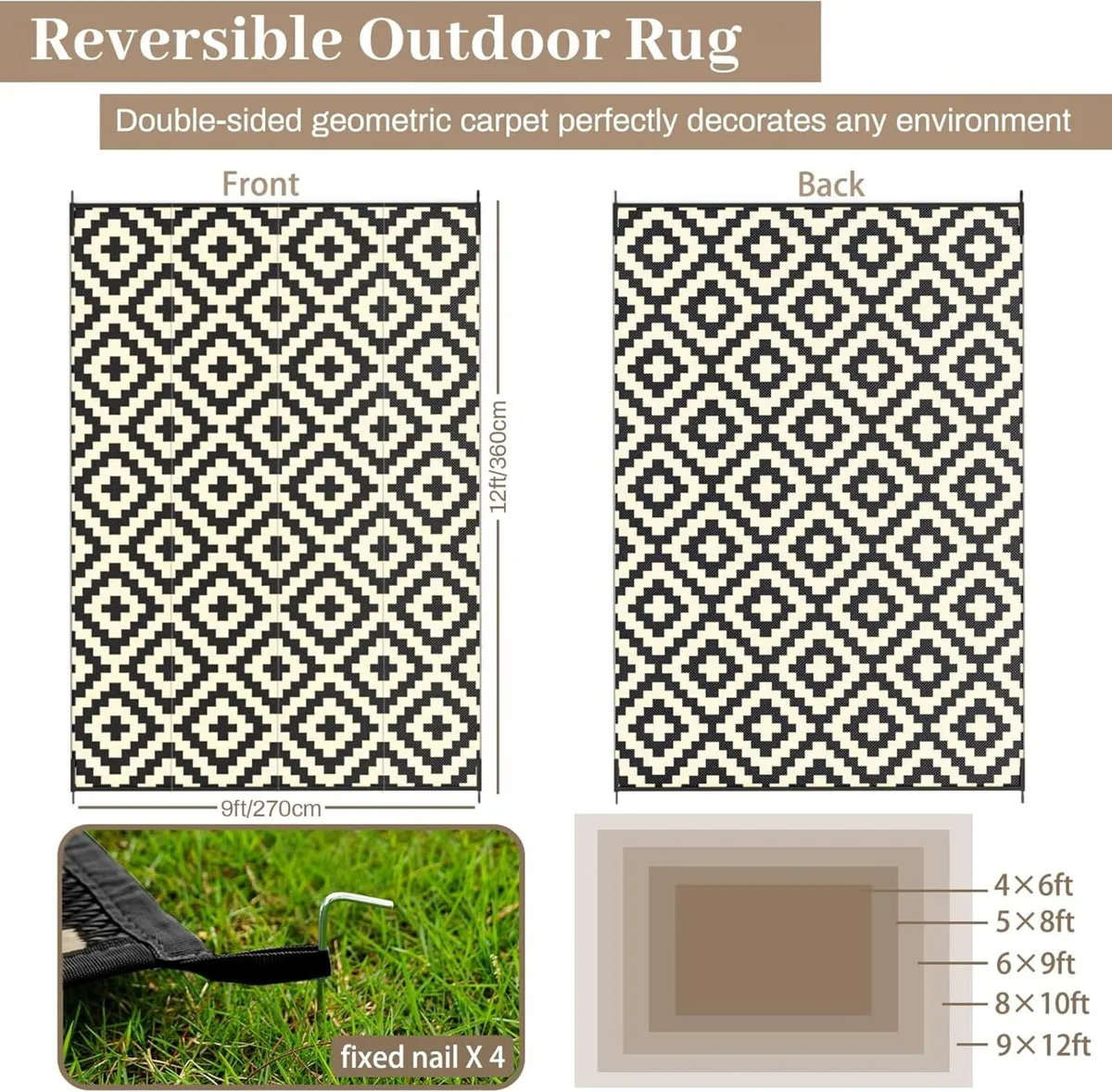 Extra Large Outdoor Rug for Patios Waterproof - Image 2