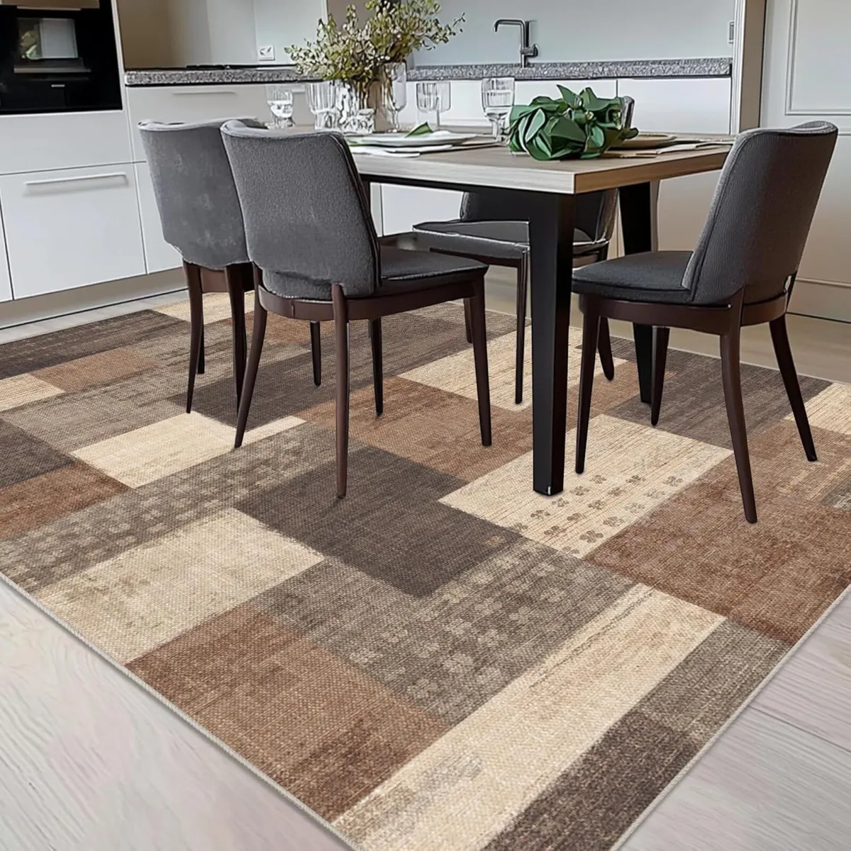 Modern Geometric Patchwork Indoor Area Rug for - Image 4