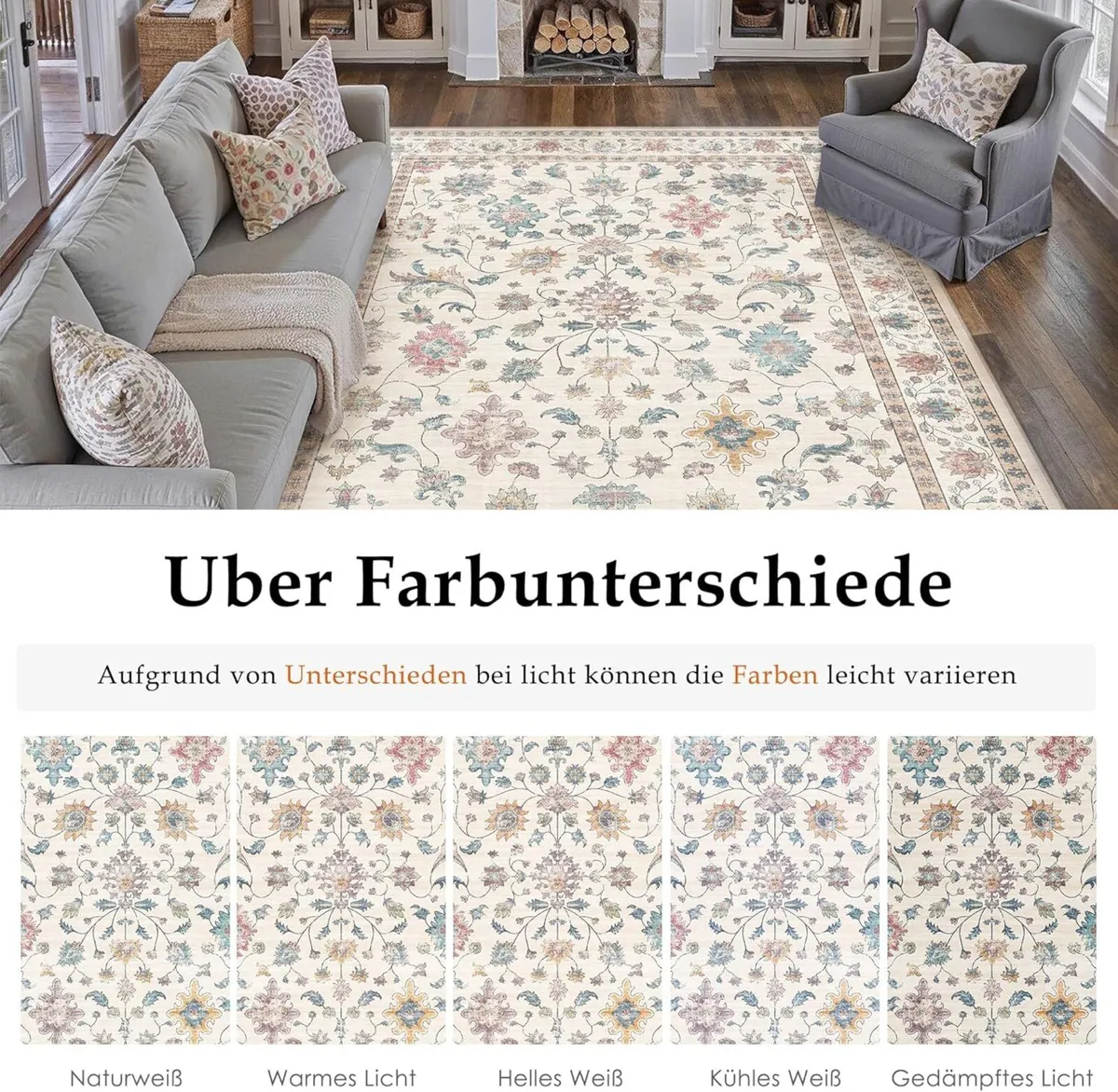 Washable Rugs Living Room 140x200cm Vintage - Image 2