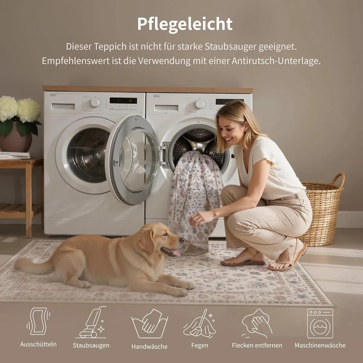 Washable Rugs Living Room 140x200cm Vintage - Image 4