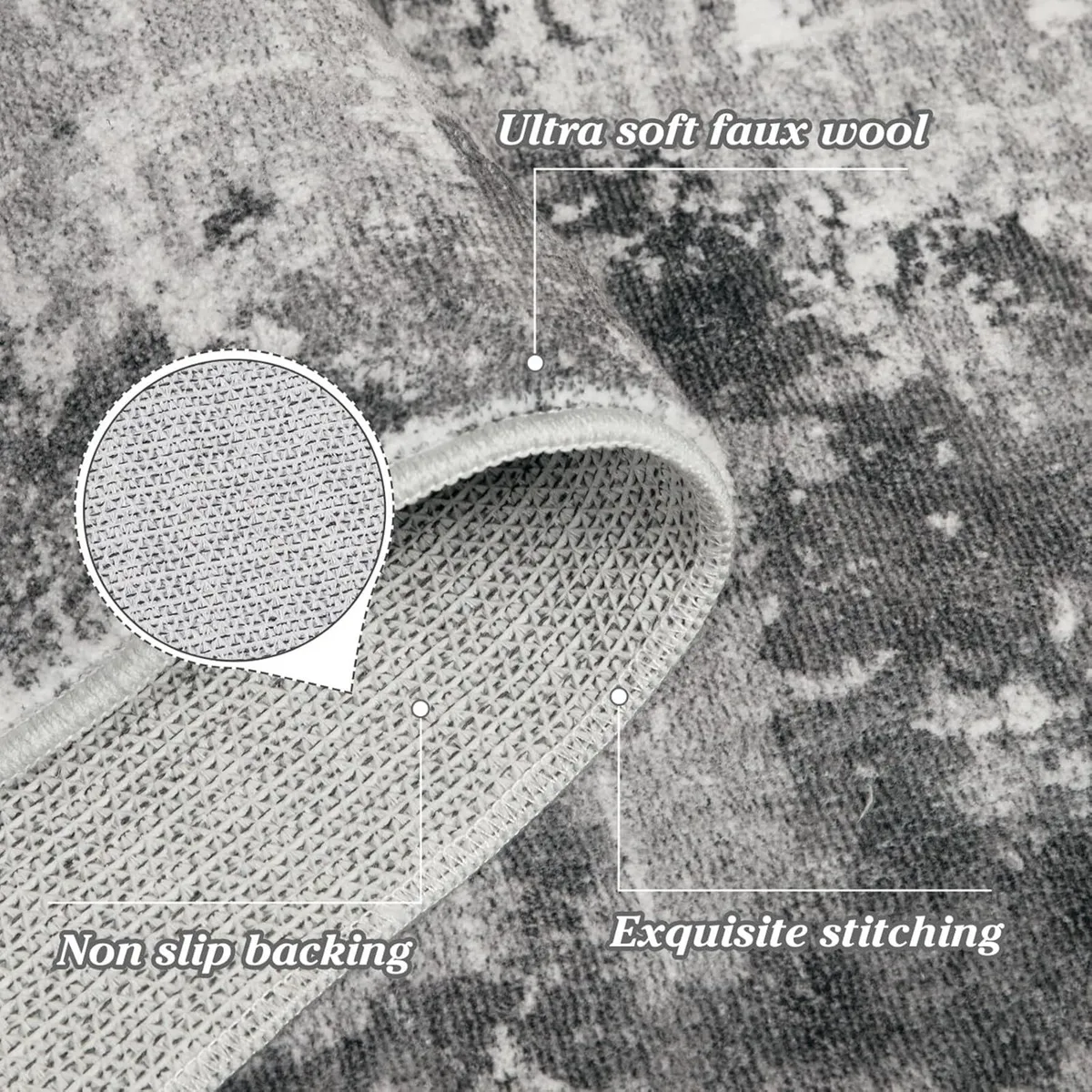 Large Rugs Living Room 200x300cm Ultra Thin Grey - Image 3