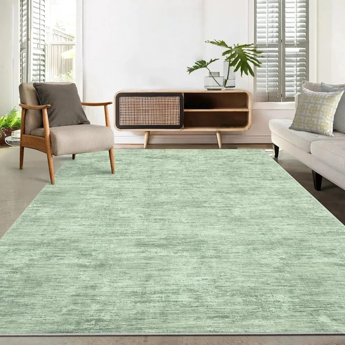 160x230 cm Modern Solid Rug Living Room Washable - Image 1