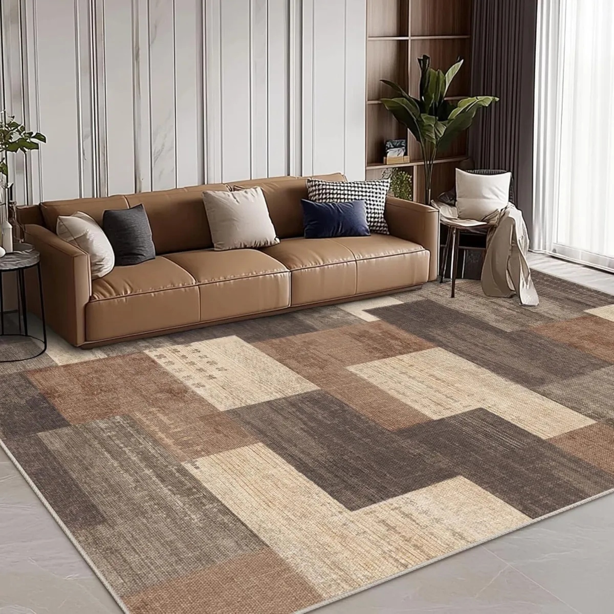 Modern Geometric Patchwork Indoor Area Rug for - Image 3