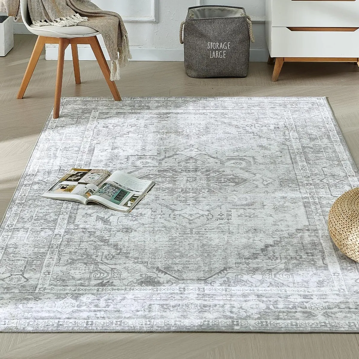 Machine Washable Rug Large Vintage Area Short - Image 1