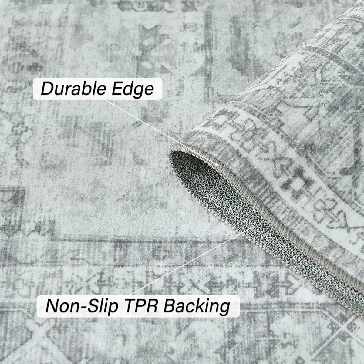 Machine Washable Rug Large Vintage Area Short - Image 3