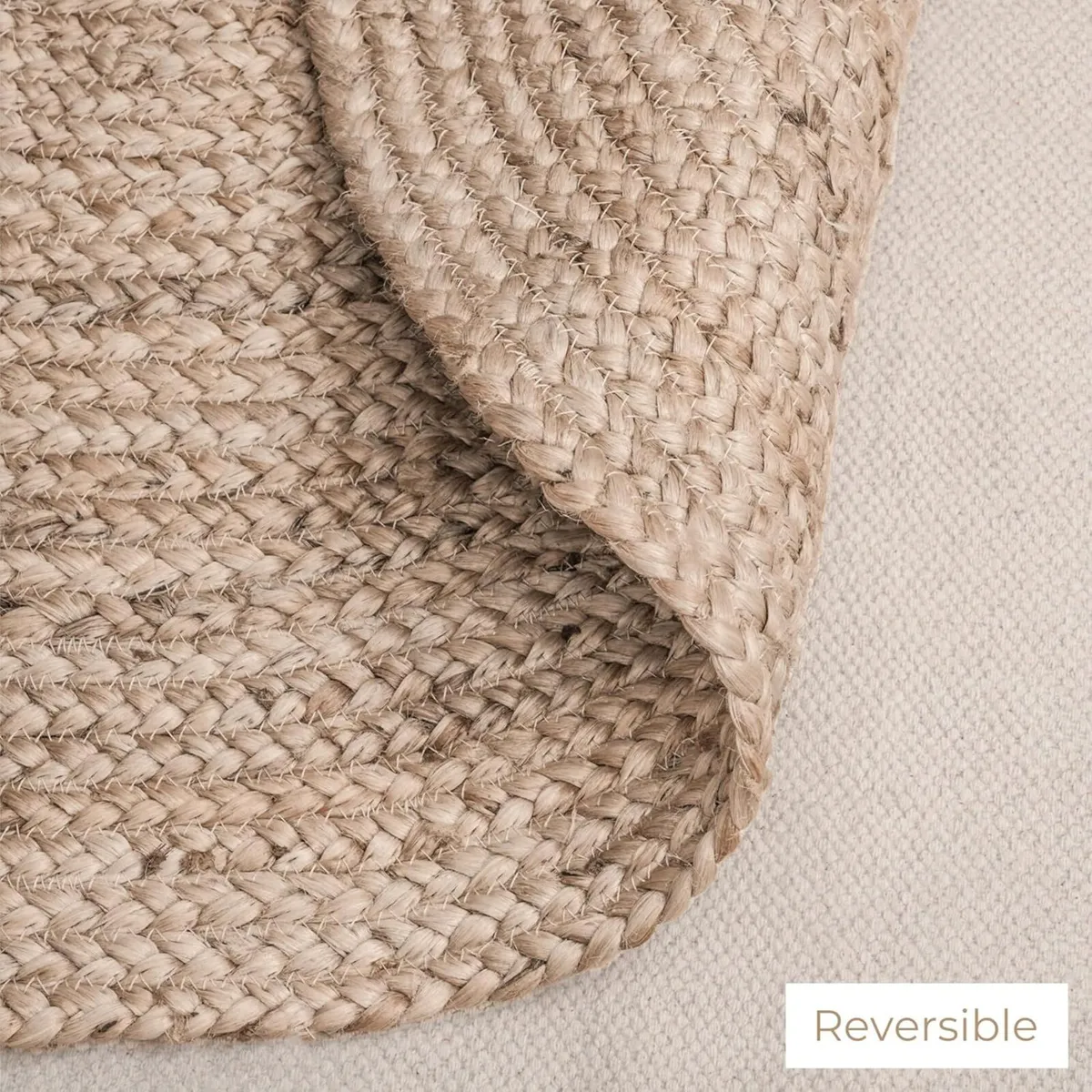 Natural Handwoven Jute Area Rug 152x244 cm Oval - Image 4