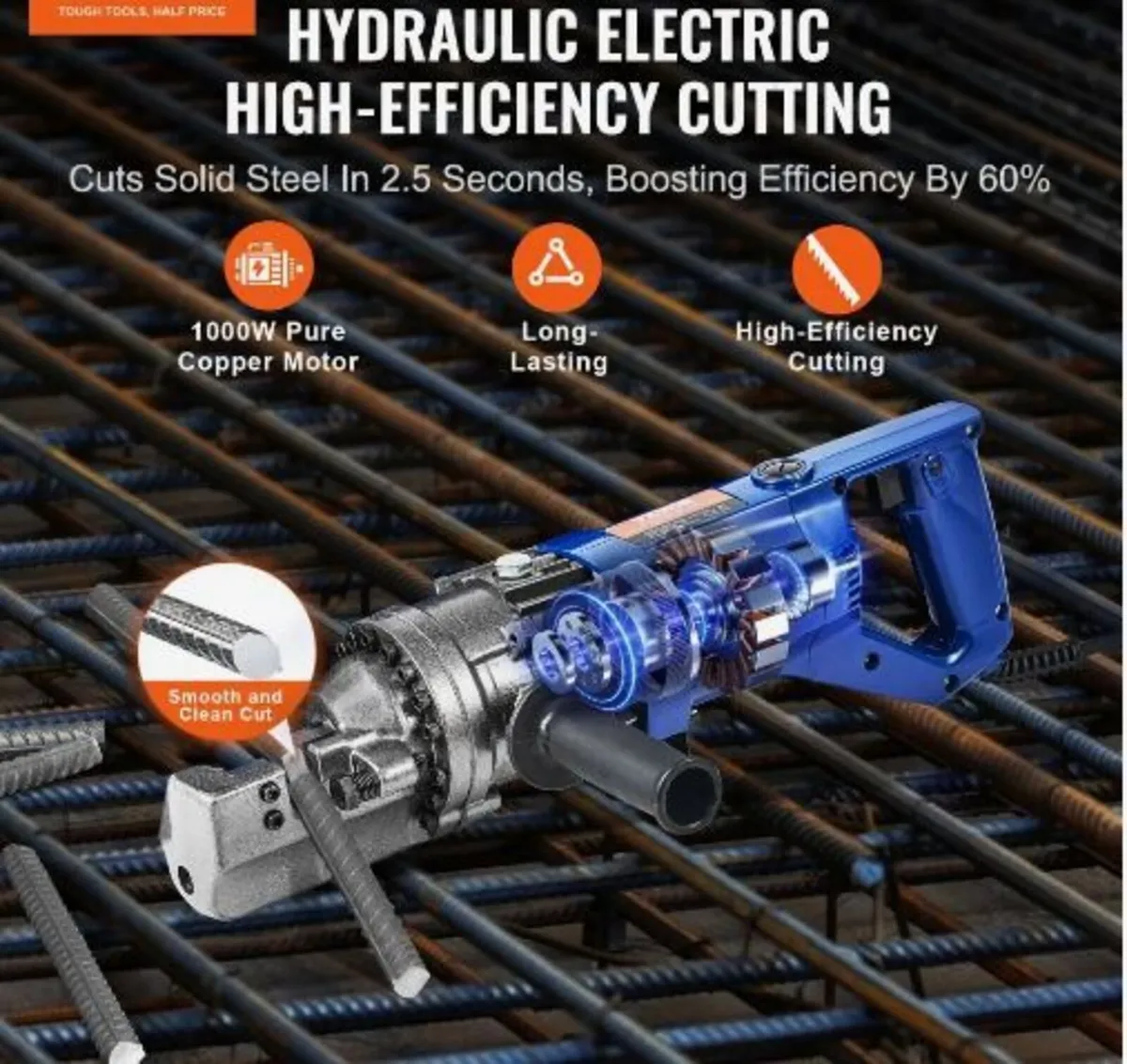 Electric Hydraulic Rebar Cutter, 1000W - Image 4