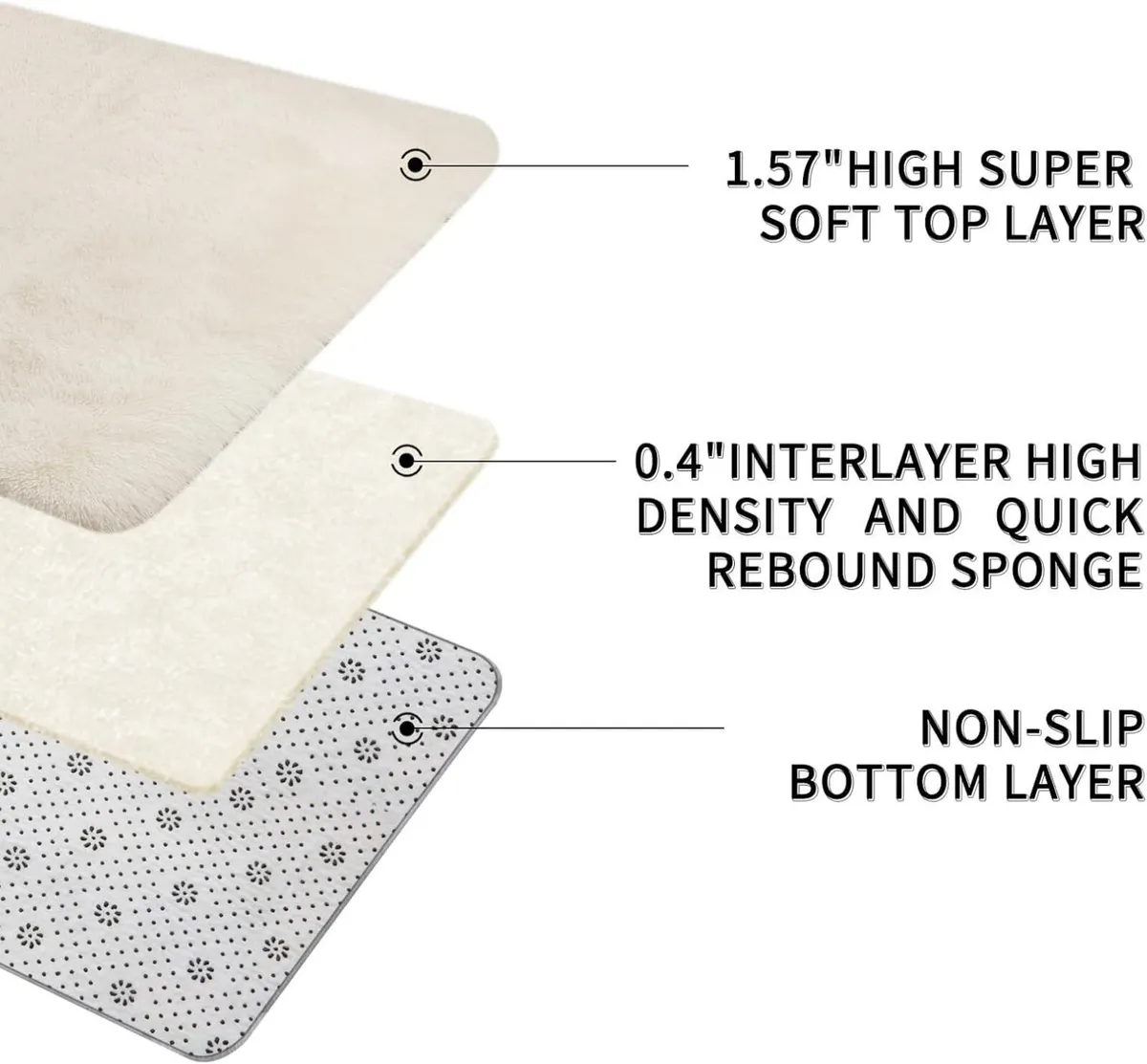 Rugs Living Room 200x300cm Cream Area for Bedroom - Image 3