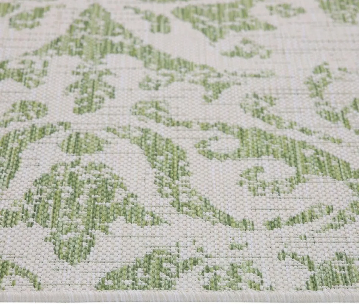 Olive Green Large Floral Flatweave Rug Outdoor - Image 3