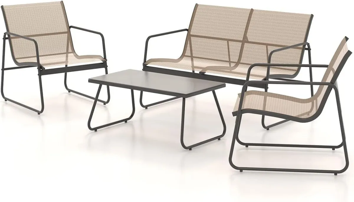 Conversation Sets 4 Pieces Garden Table and - Image 1