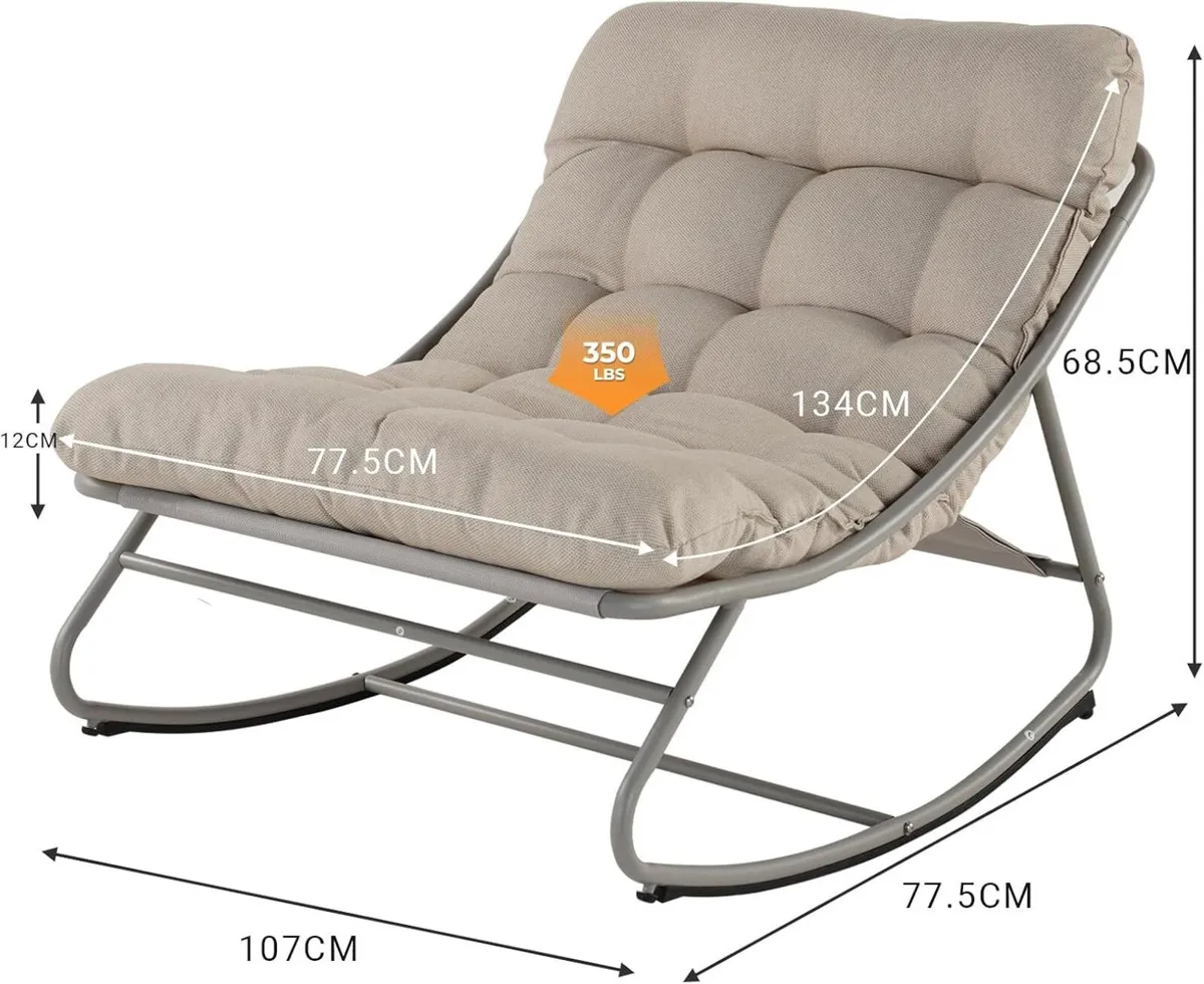 Rocking Chair with Side Table Garden Lounge - Image 3