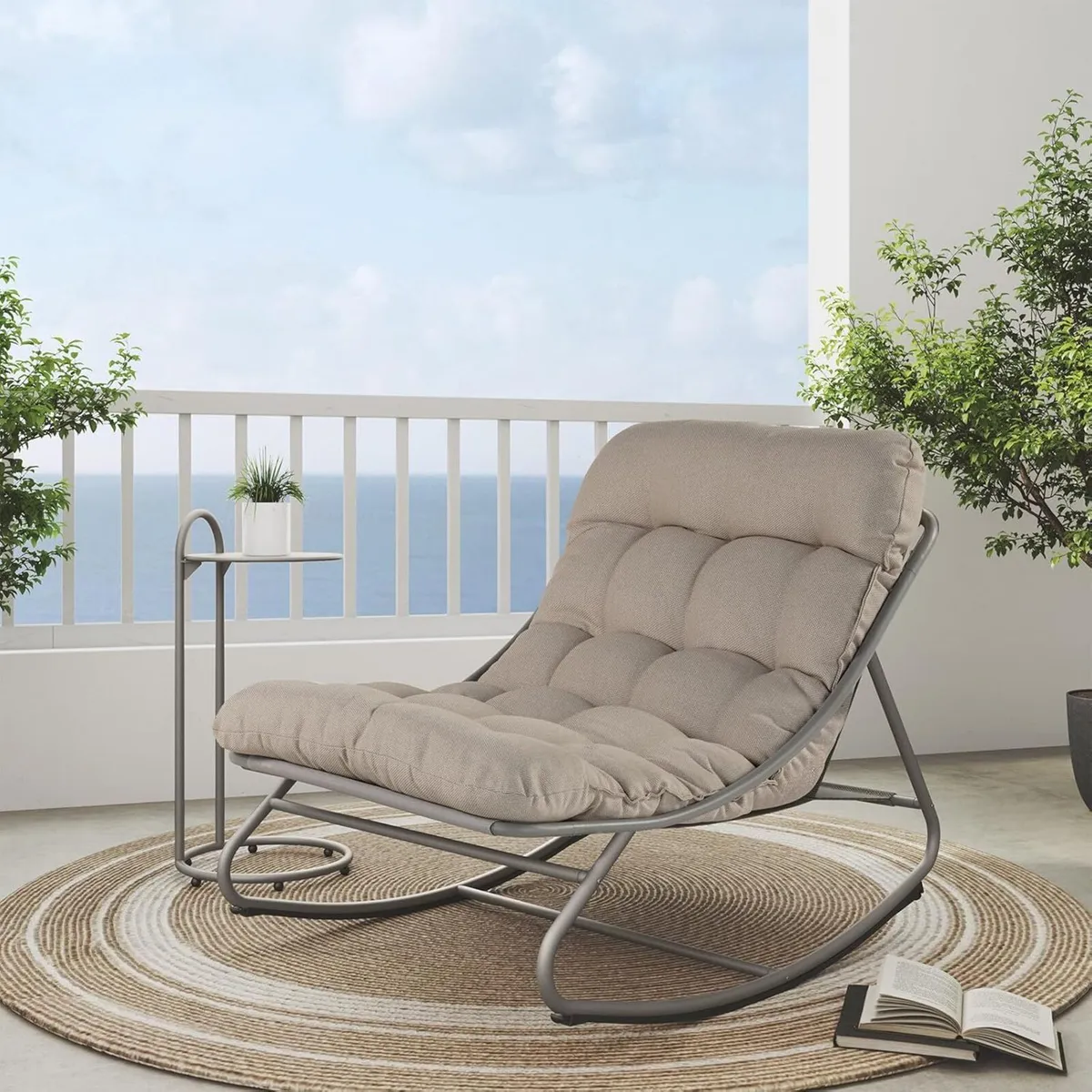 Rocking Chair with Side Table Garden Lounge - Image 4