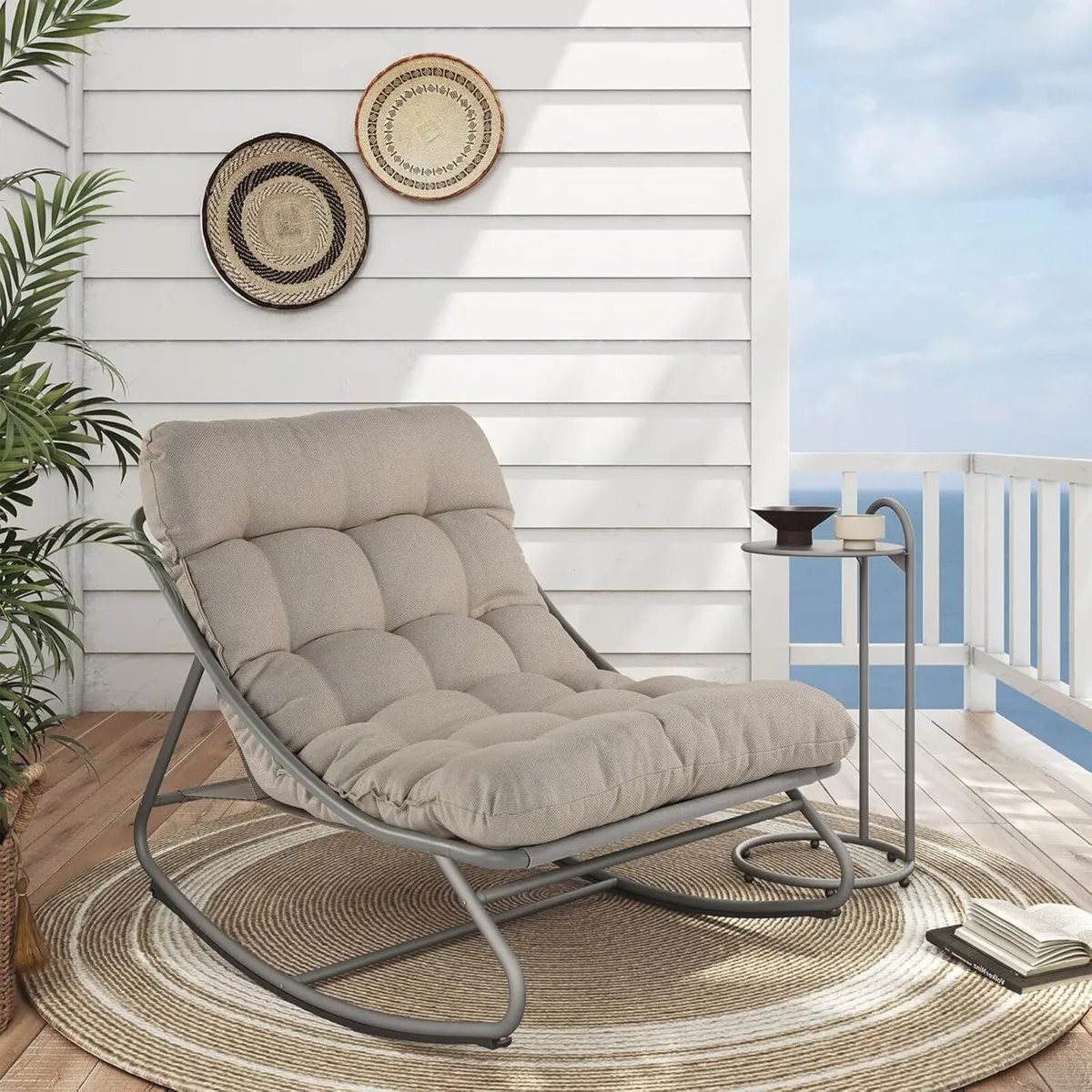 Rocking Chair with Side Table Garden Lounge - Image 2